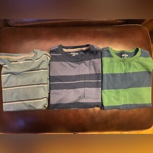 Old Navy 3-Pack Kids Sz M (8) Navy, Green, Blue Striped T-Shirt Trio!